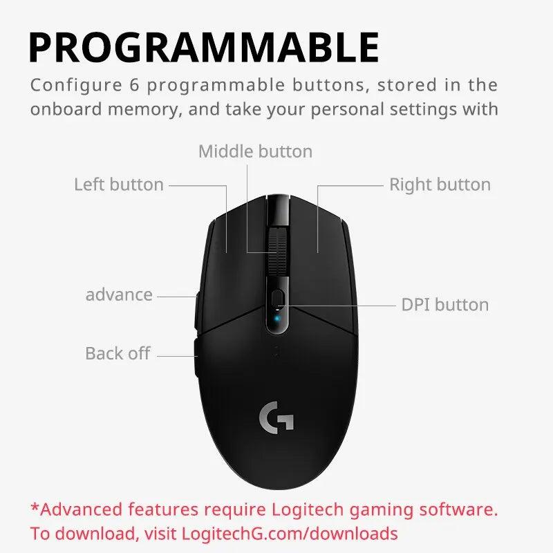 Logitech G304 Lightspeed – Souris Gaming Sans Fil Pro pour eSport (Équivalent G102 Amélioré)